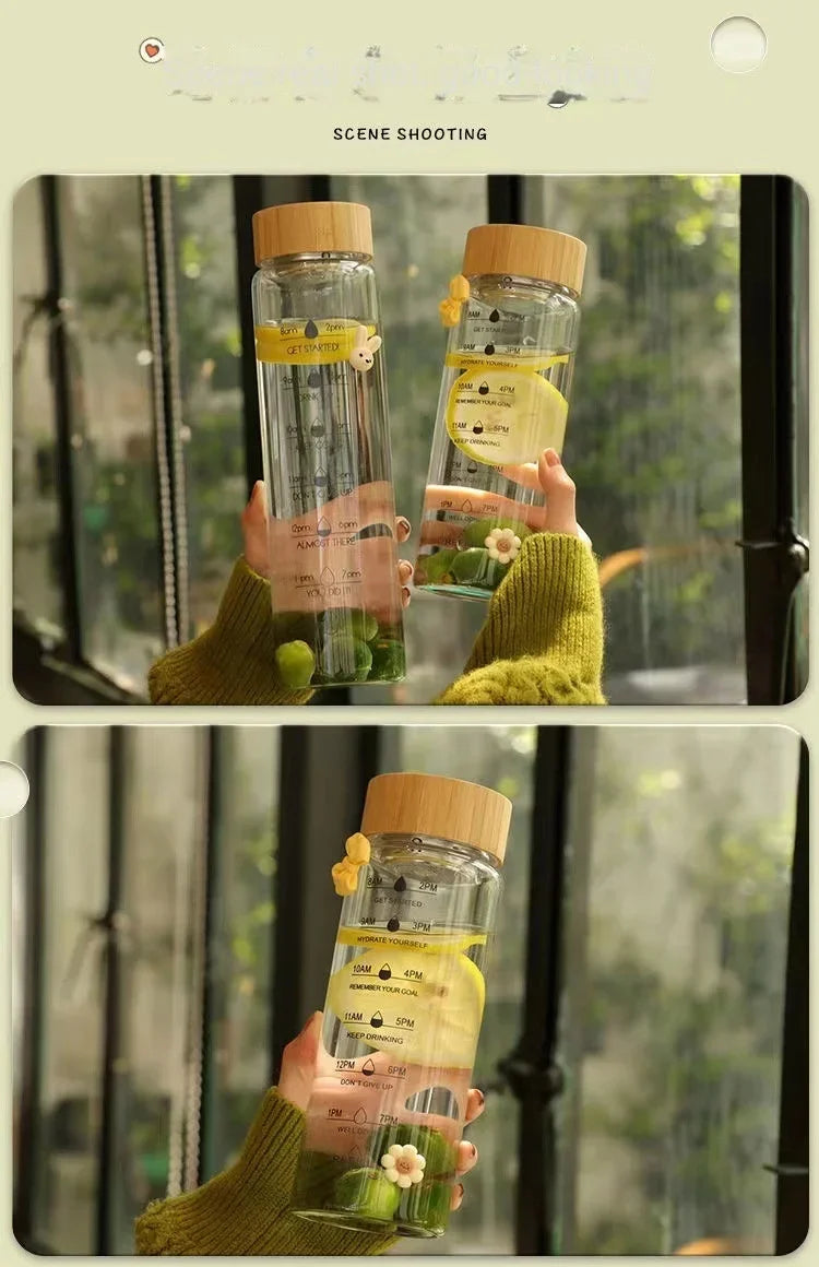 1000ml Borosilicate Glass Bottle with Bamboo Lid & Infuser