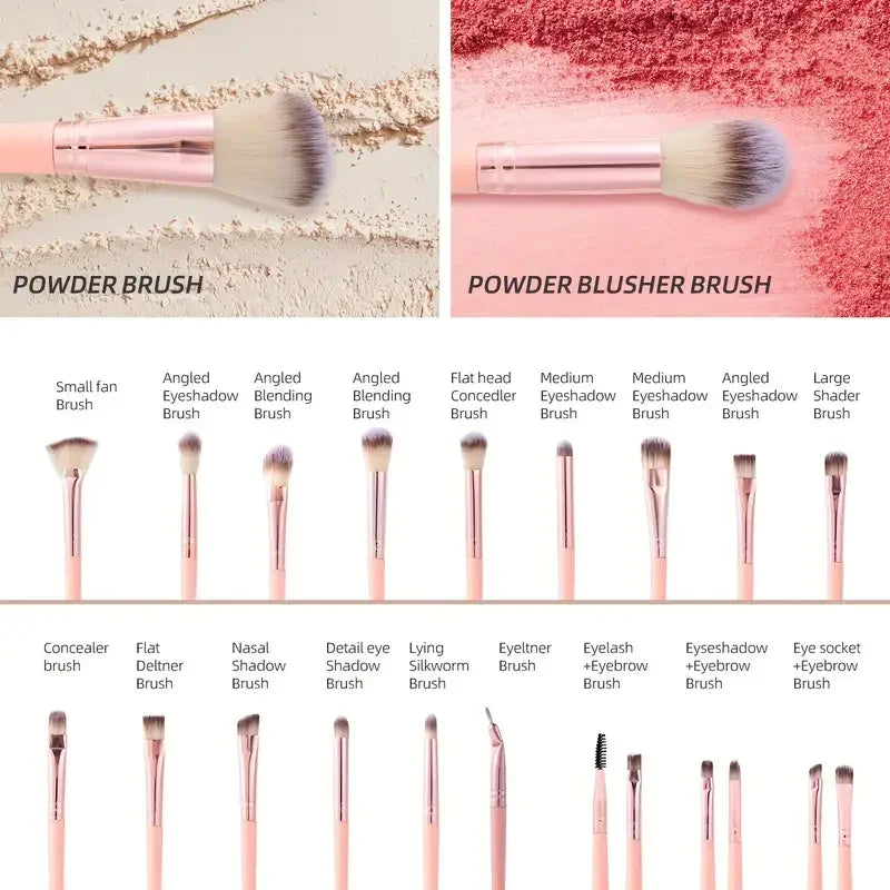 20/40PCS Pink Makeup Brush Set | Complete Soft Wool Fiber Brushes with Beauty Blender for Full Face Makeup 2026
