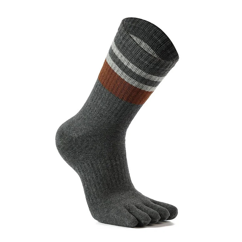 Thick Cotton Striped Winter Toe Socks for Men | Ultimate Warmth