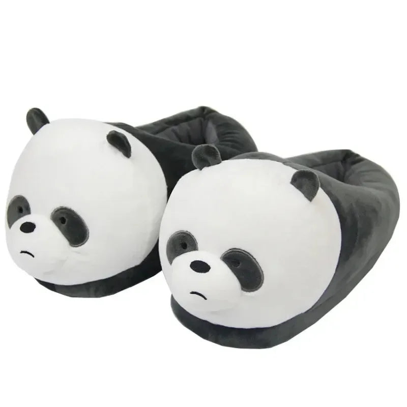 Cute Plush Fleeces-Lined Winter Bear Cartoon Slippers