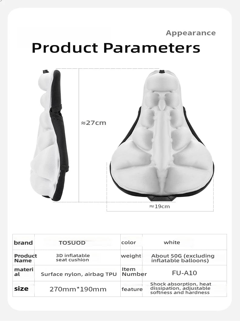Universal Bicycle Cushion Cover | 3D Inflatable Comfort for Riders