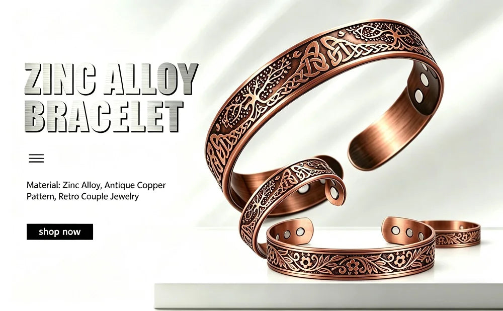 Unisex Vintage Healing Jewelry | Celtic Knot Magnetic Bracelet Set