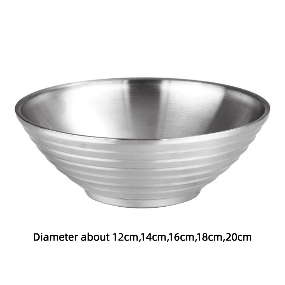 Large Double Layer Stainless Steel Ramen Bowl | Anti-Scald Design