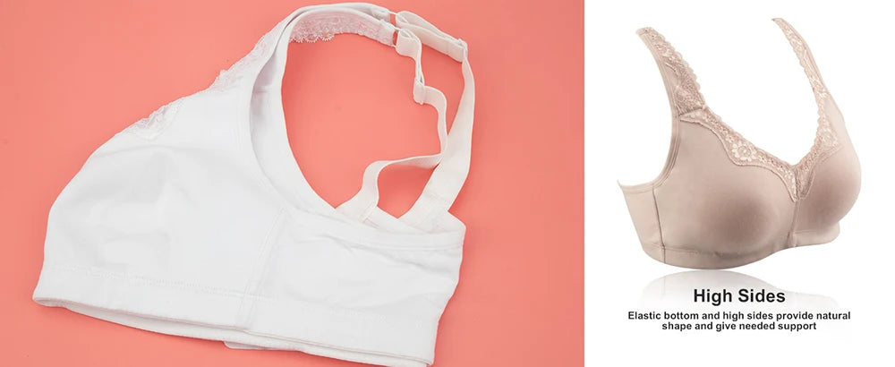 Women's Plus Size Floral Lace Wire-Free Cotton Bra for Comfort