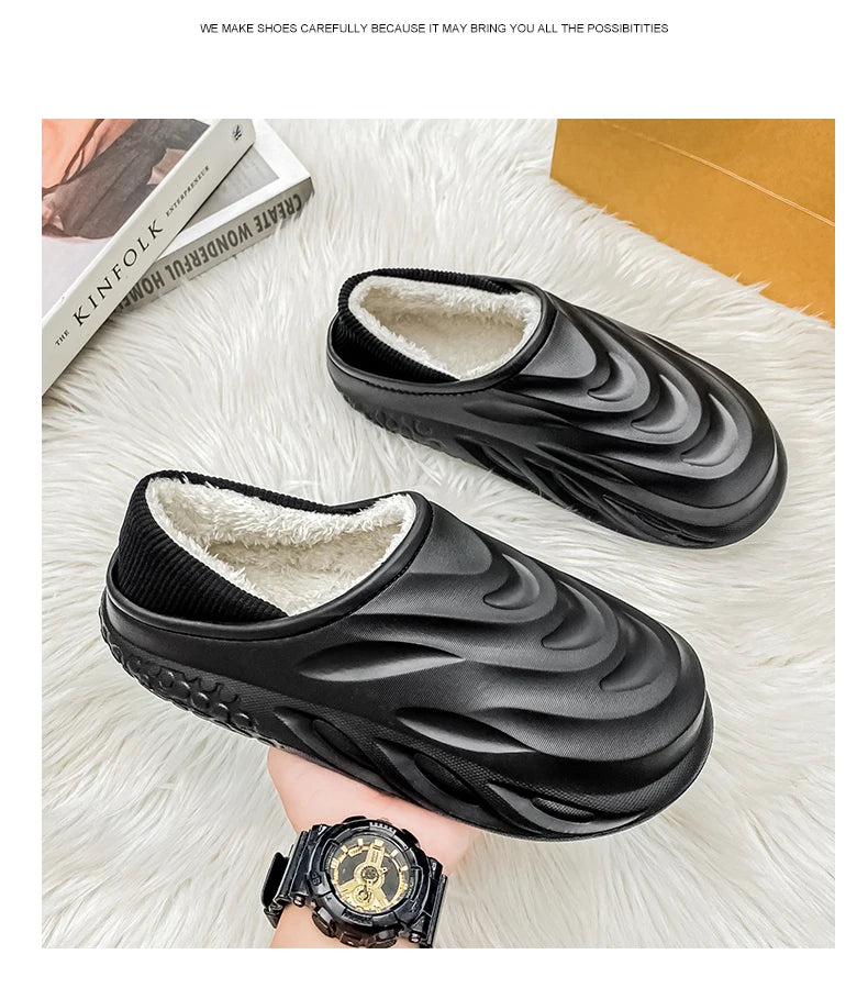 Men’s Velvet-Lined Winter Slippers | Cozy Non-Slip House Shoes