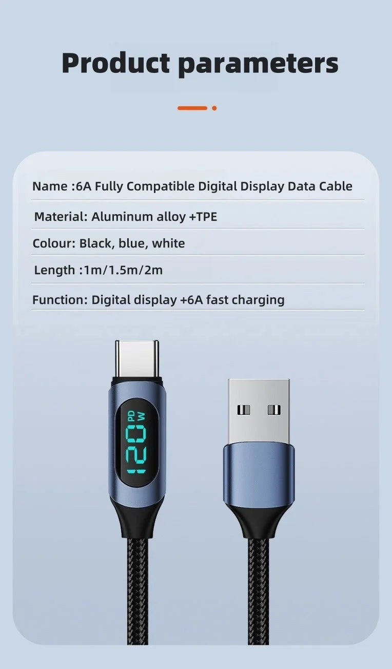 120W Super Fast Type C Charging Cable | High-Speed Data Cord