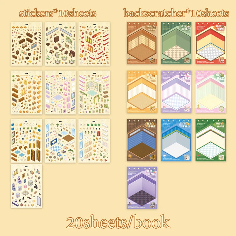 Cute Cartoon Scenography Sticker Set for DIY Projects