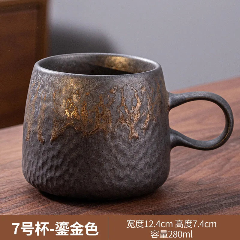 Vintage Ceramic Tea and Coffee Cup with Wooden Handle