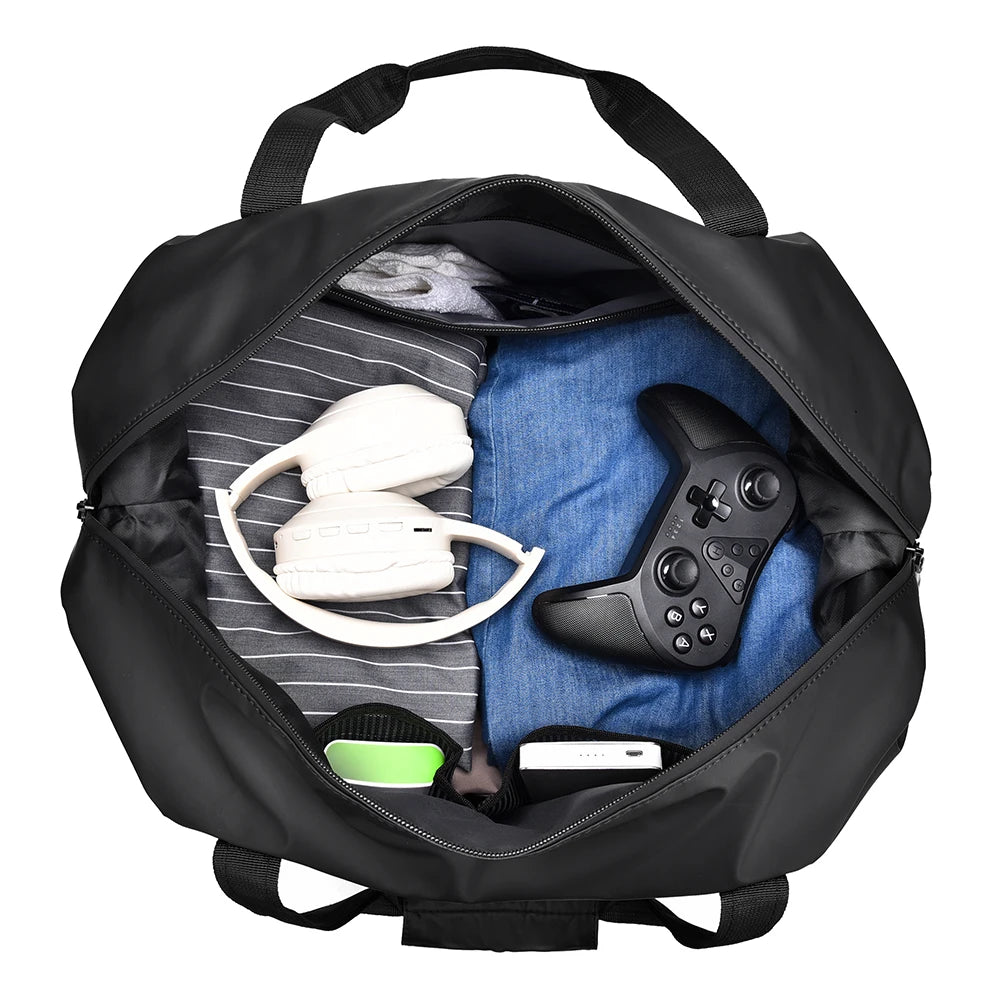 Men's Black Gym Bag | Adjustable Shoulder Duffel for Travel & Sports