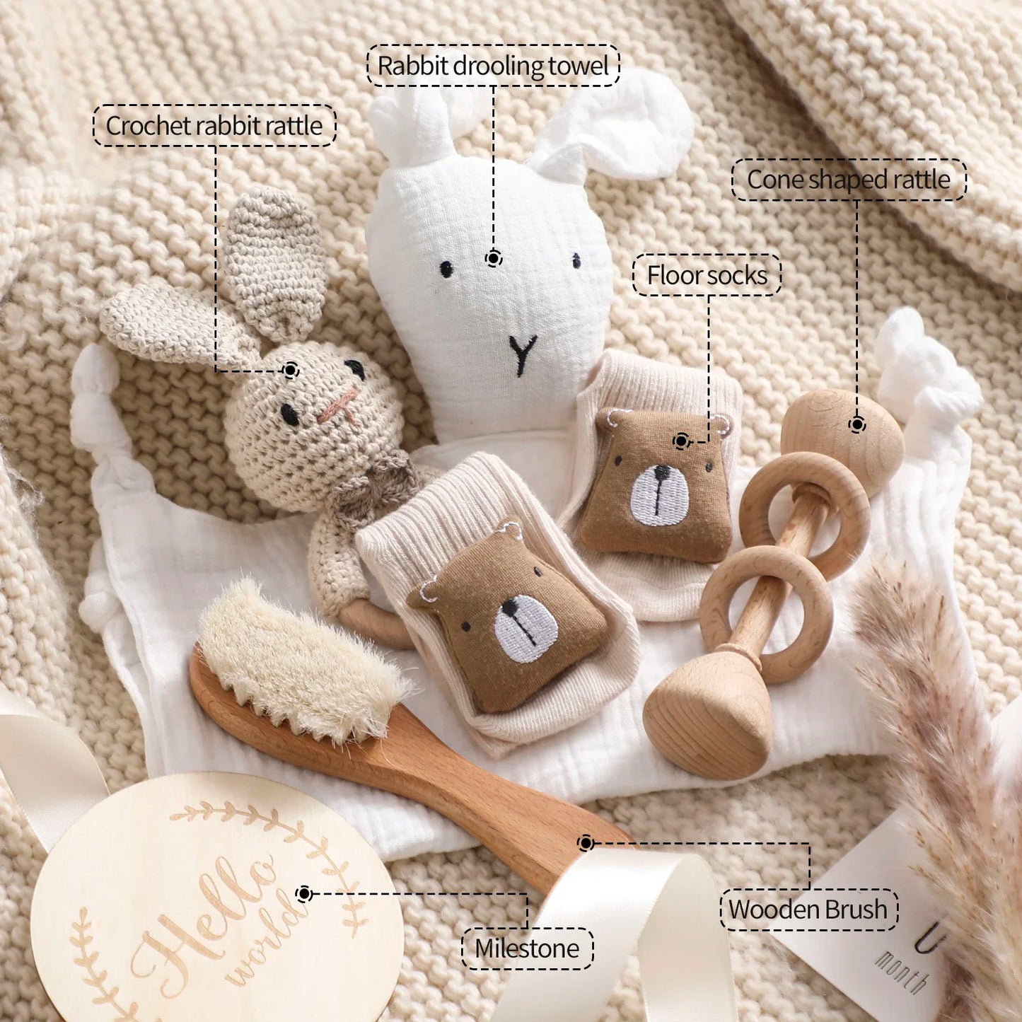 Baby Double-Sided Cotton Blanket Bath Set | Perfect Newborn Gift