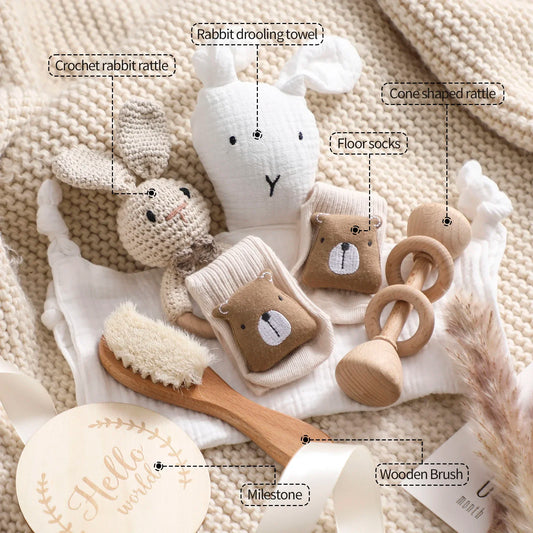 Baby Double-Sided Cotton Blanket Bath Set | Perfect Newborn Gift