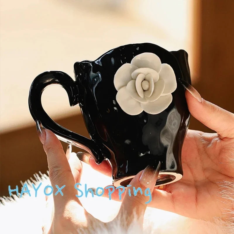 Elegant 3D Rose Ceramic Coffee Mugs | Stylish Drinkware for Every Occasion