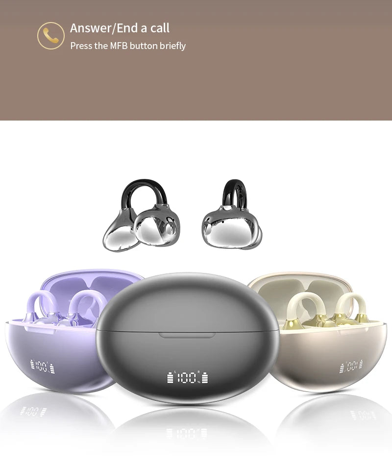 Wireless AI Translation Ear Clip | Bluetooth 5.49 Open-Ear Earbuds