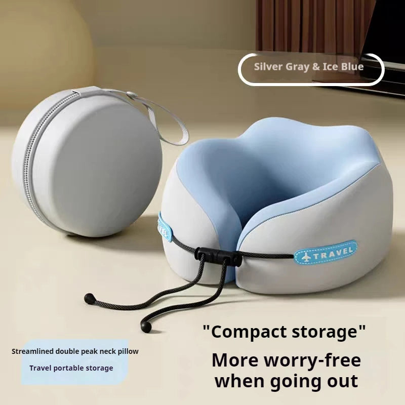 Portable Memory Foam Travel Neck Pillow — U-Shape Comfort Support Cushion for Airplane, Office & Home Rest