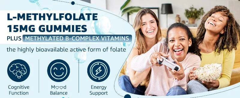 L-Methylfolate Gummies with B-Complex Vitamins for Daily Nutritional Support