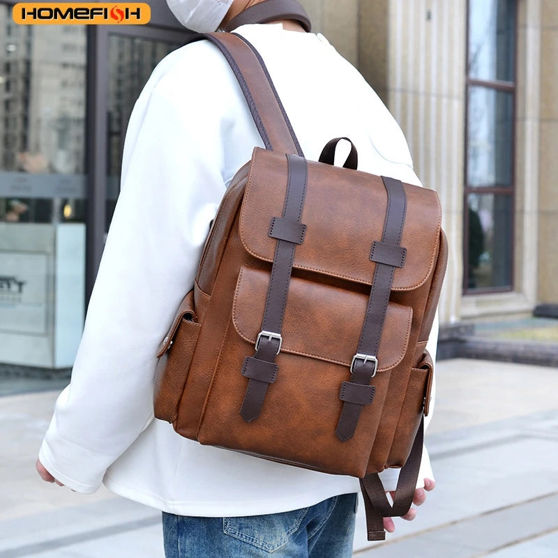 Stylish Large PU Leather Backpack | Perfect for Students & Travel