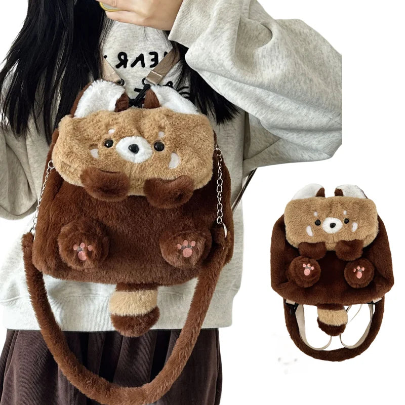 Cute Raccoon Plush Backpack | Fashionable Detachable Shoulder Bag