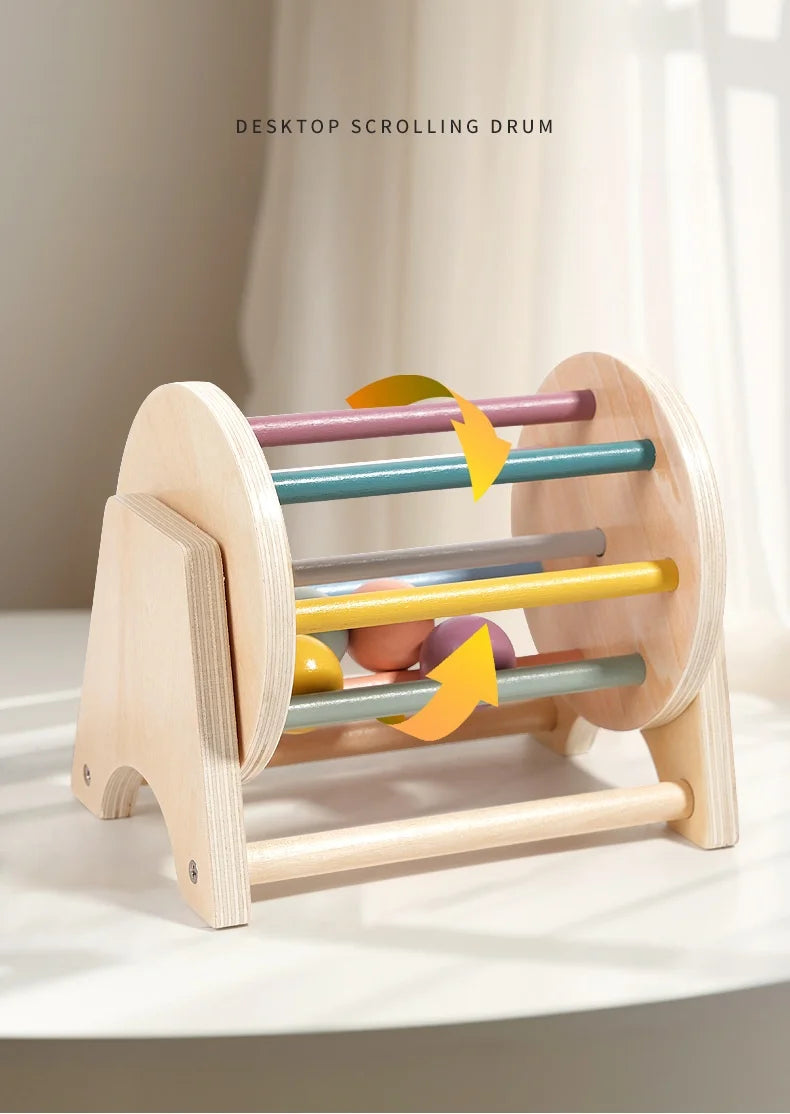 Montessori Wooden Rolling Ball Drum | Engaging Baby Learning Toy
