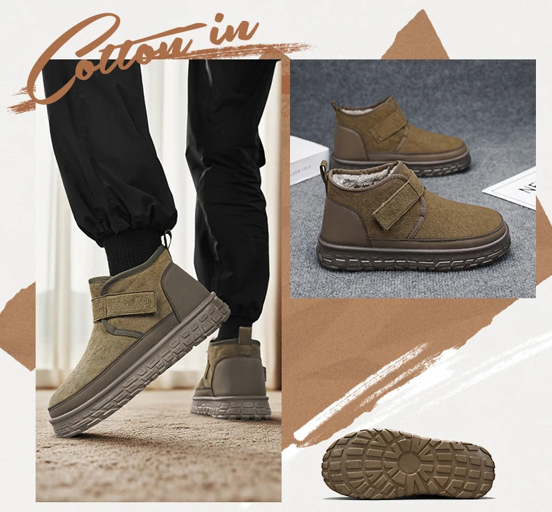Men's Warm Fleece Lined Snow Boots | Mid-Calf Ankle Winter Shoes