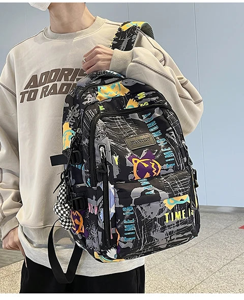 Trendy Personalized Graffiti Japanese Backpack | Large Capacity Book Bag