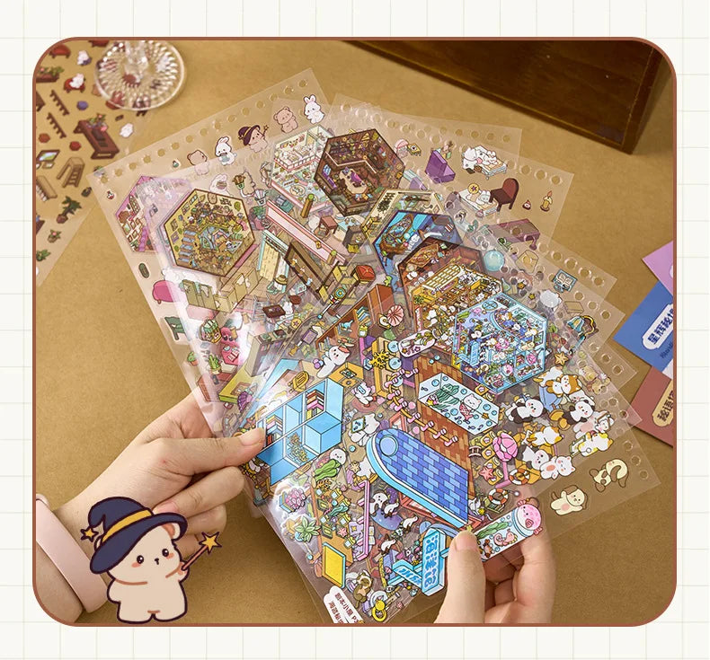 3D Miniature Scene Sticker Book for DIY Crafting & Scrapbooking