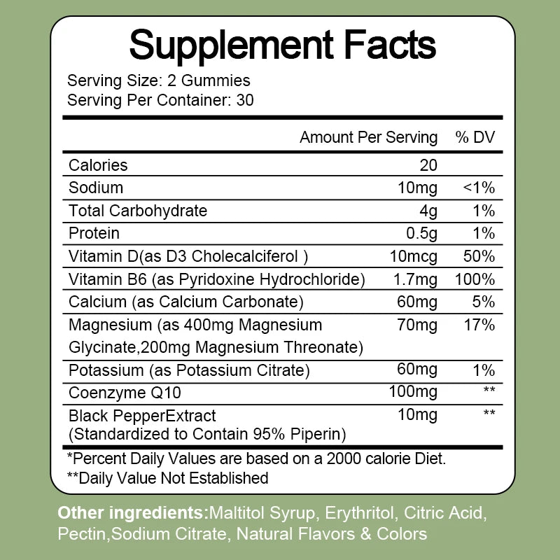 Magnesium Gummies with Vitamin B6 & D for Muscle & Sleep Support