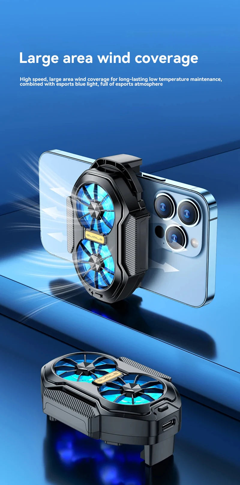 Dual Fan Mobile Phone Cooler | Rechargeable Strong Cooling Clip