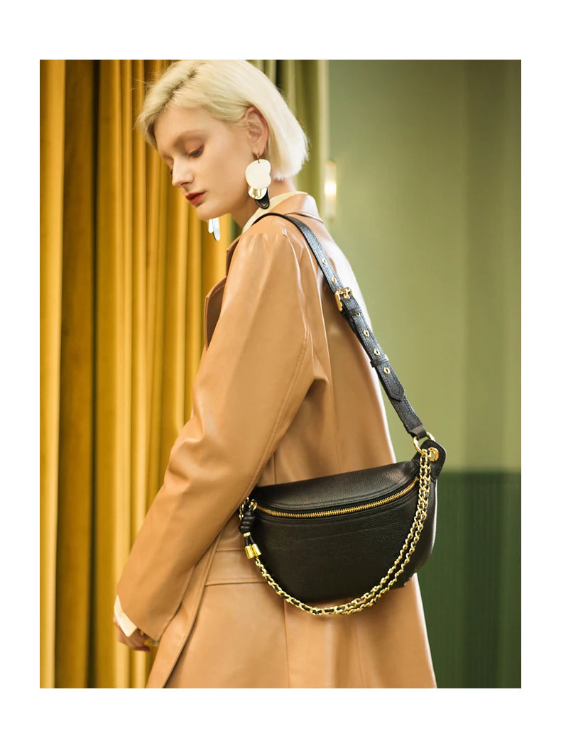 Stylish Women's Genuine Leather Waist Pack | Trendy Belt Bag