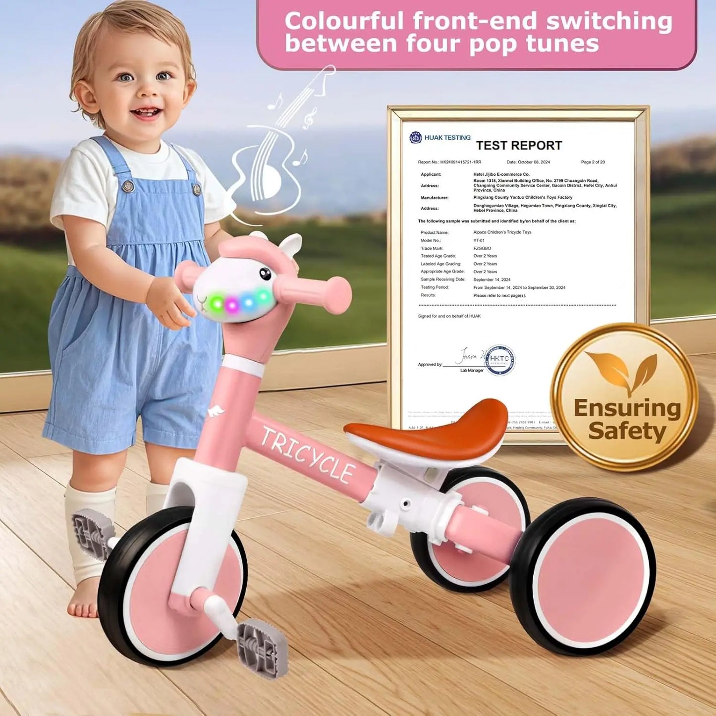 Adjustable Toddler Balance Bike | Fun Light & Music Tricycle