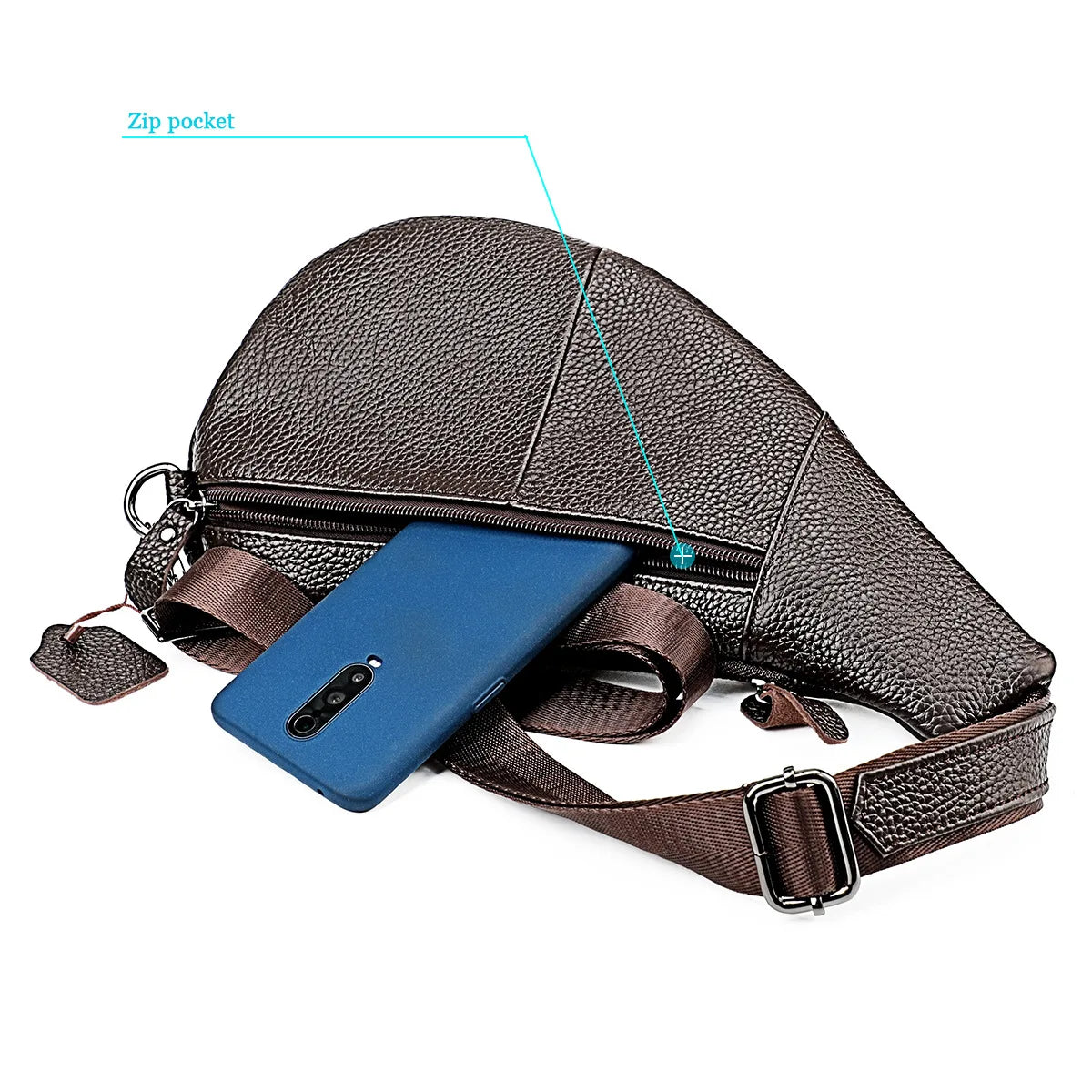 Men's Genuine Leather Chest Bag | Casual Triangle Crossbody Sling