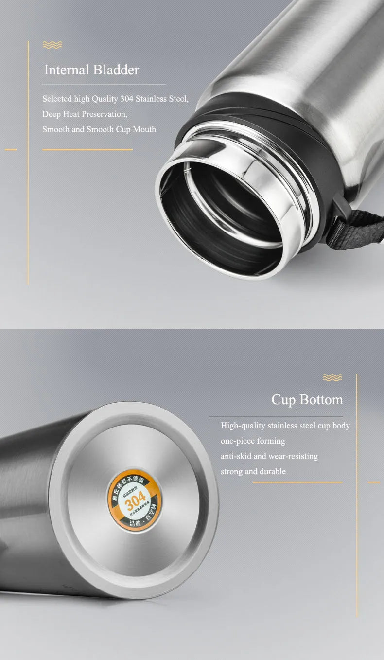 Large Capacity Insulated Stainless Steel Thermos with Temperature Display