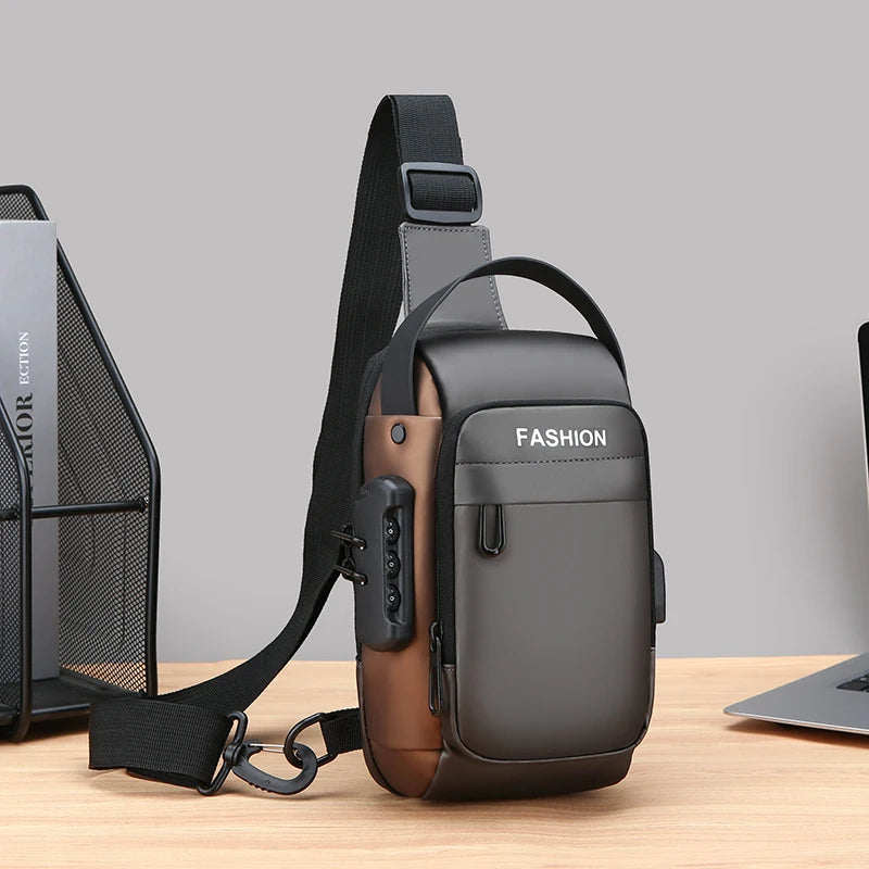 Men's Anti-Theft Sling Bag | USB Charging Crossbody Pack