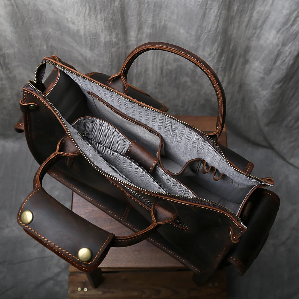 Genuine Leather Retro Men's Handbag | Large Capacity Crossbody Bag