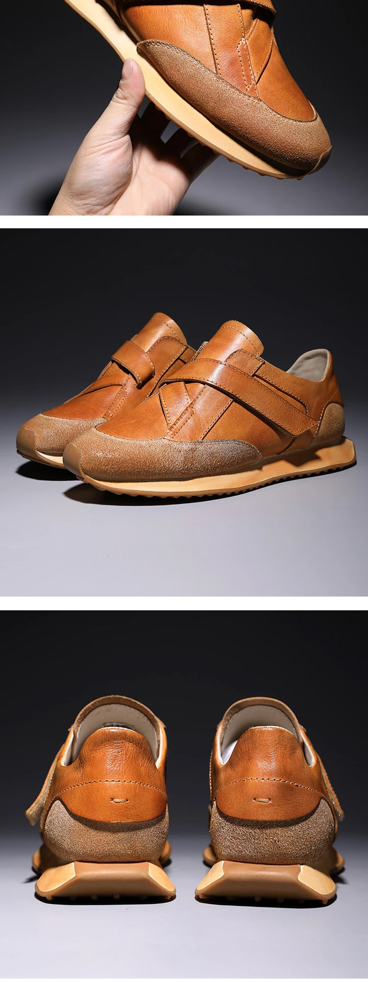Handcrafted Men's Retro Casual Sneakers | Calf Leather Sneakers