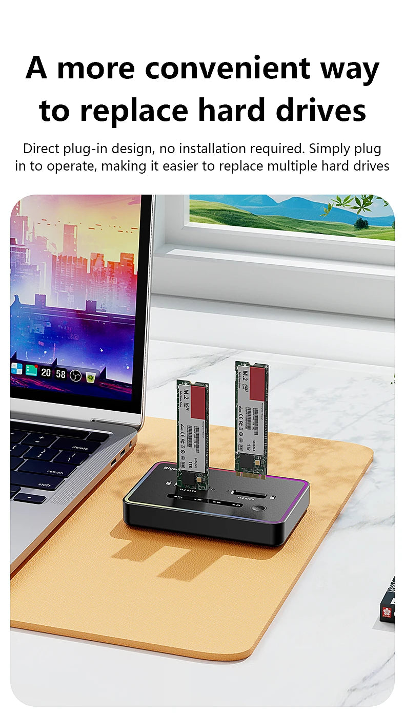 Dual M.2 SATA SSD Docking Station for Offline Cloning