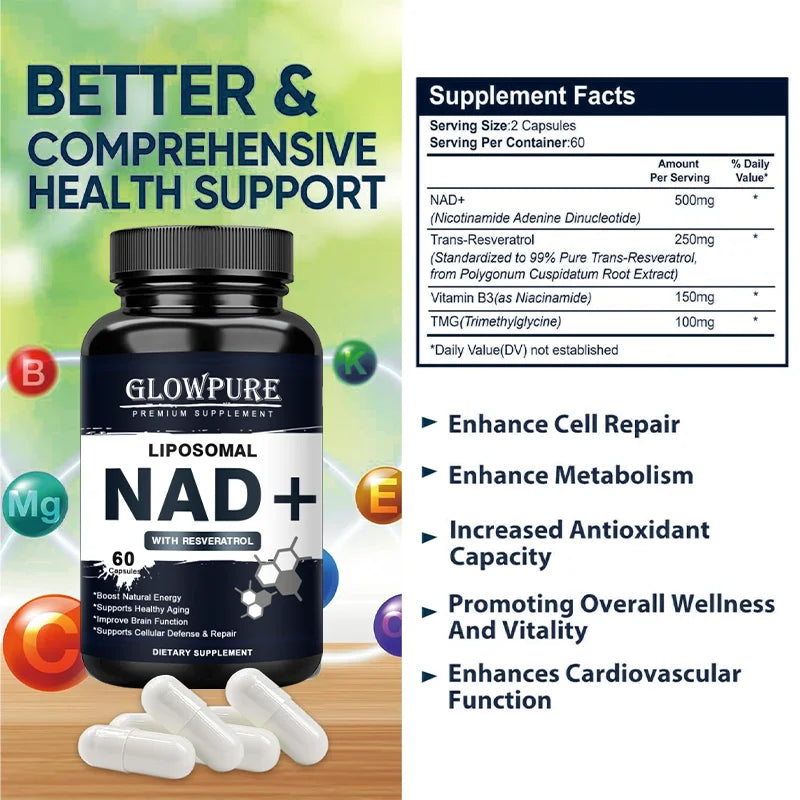 NAD+ Resveratrol Capsules | Cellular Repair & Energy Boost