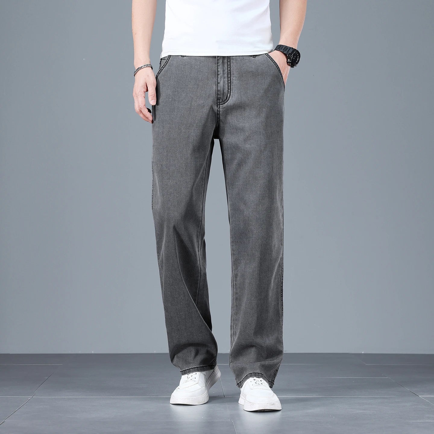 Men's Loose Straight Jeans | Lightweight Casual Pants for Summer