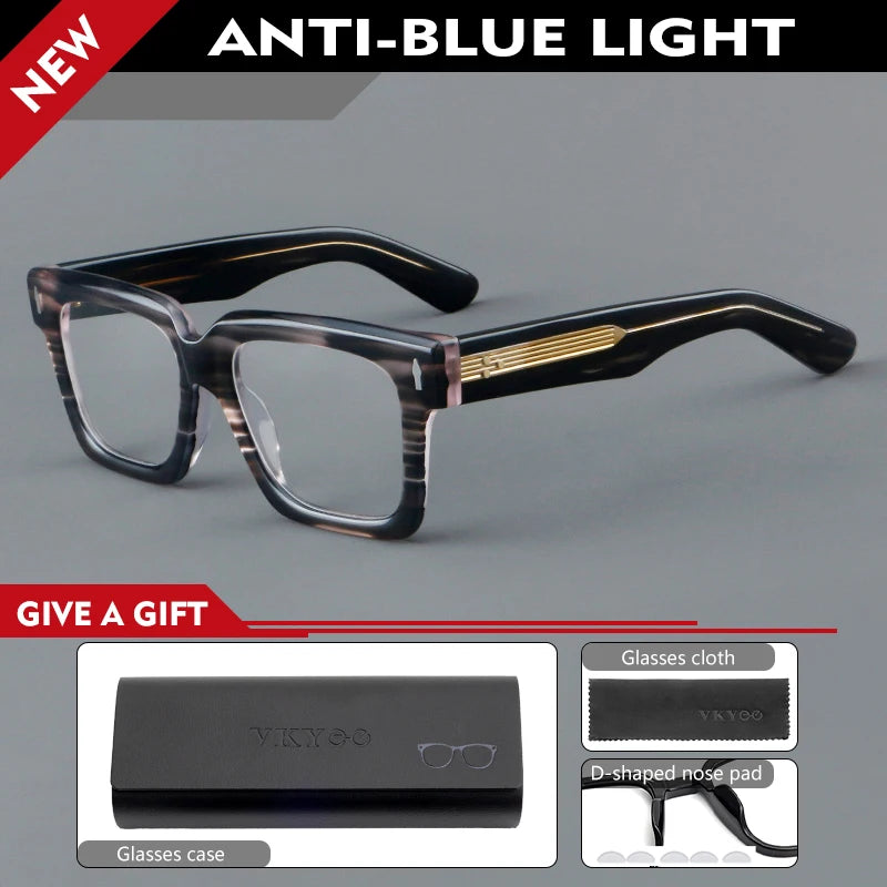 Customizable Retro Geometric Square Anti-Blue Light Eyewear
