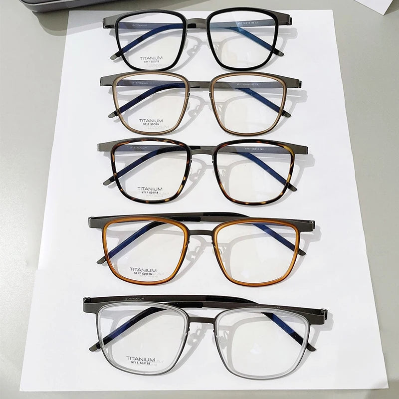 Ultralight Titanium Square Retro Eyeglasses | Professional Business Frames