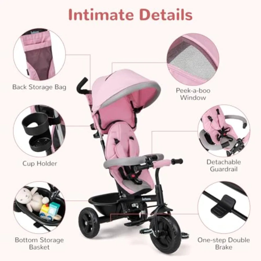 6-in-1 Tricycle for Toddlers | Reversible Seat & Safety Canopy