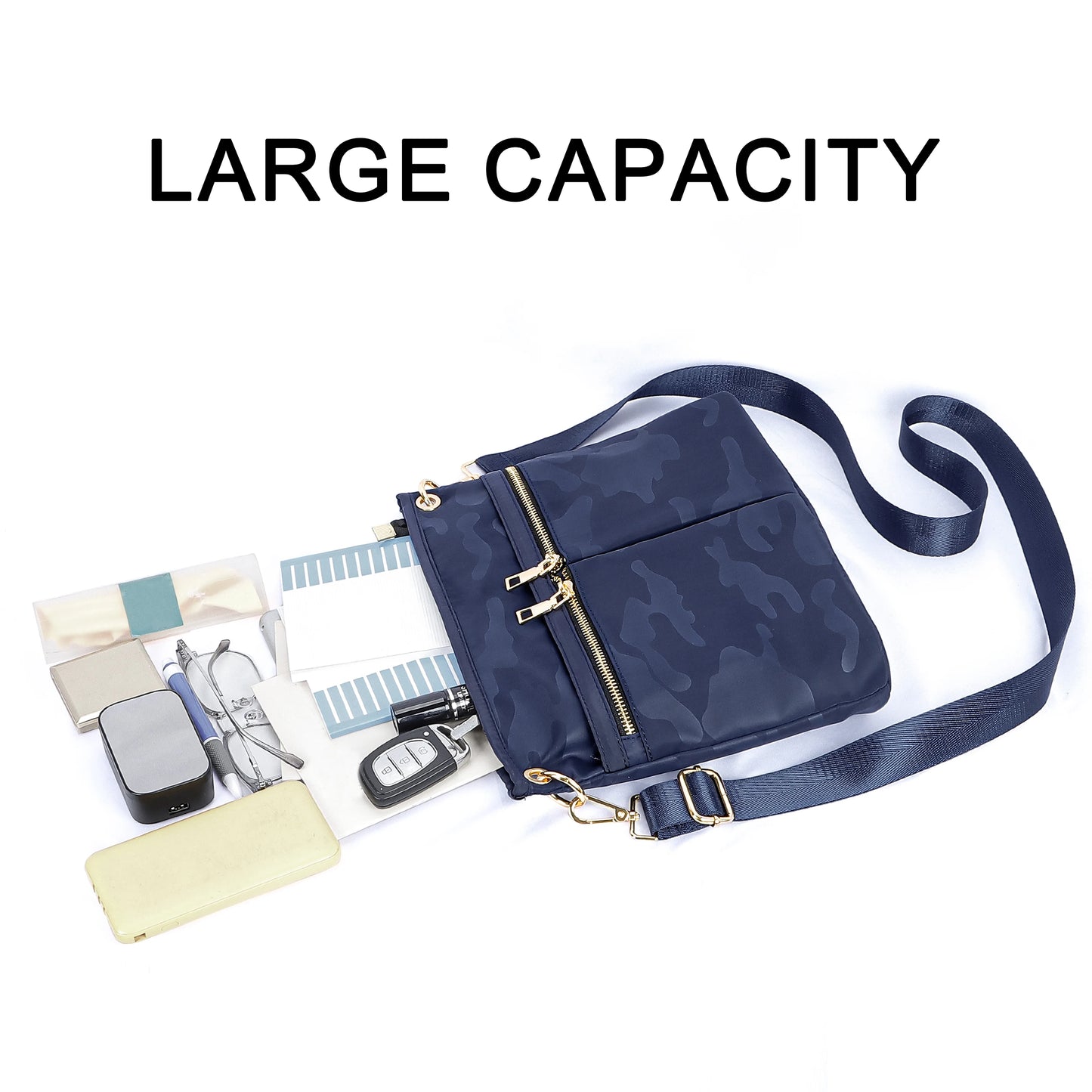 Stylish Crossbody Nylon Handbag | Lightweight Multi-Pocket Bag