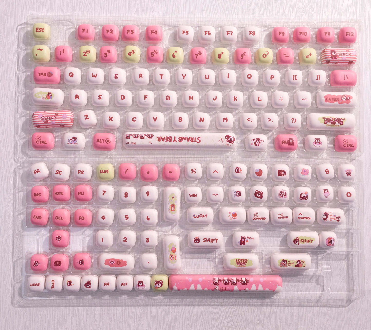 141-Key PBT Keycap Set | Strawberry Bear Theme for MX Switches