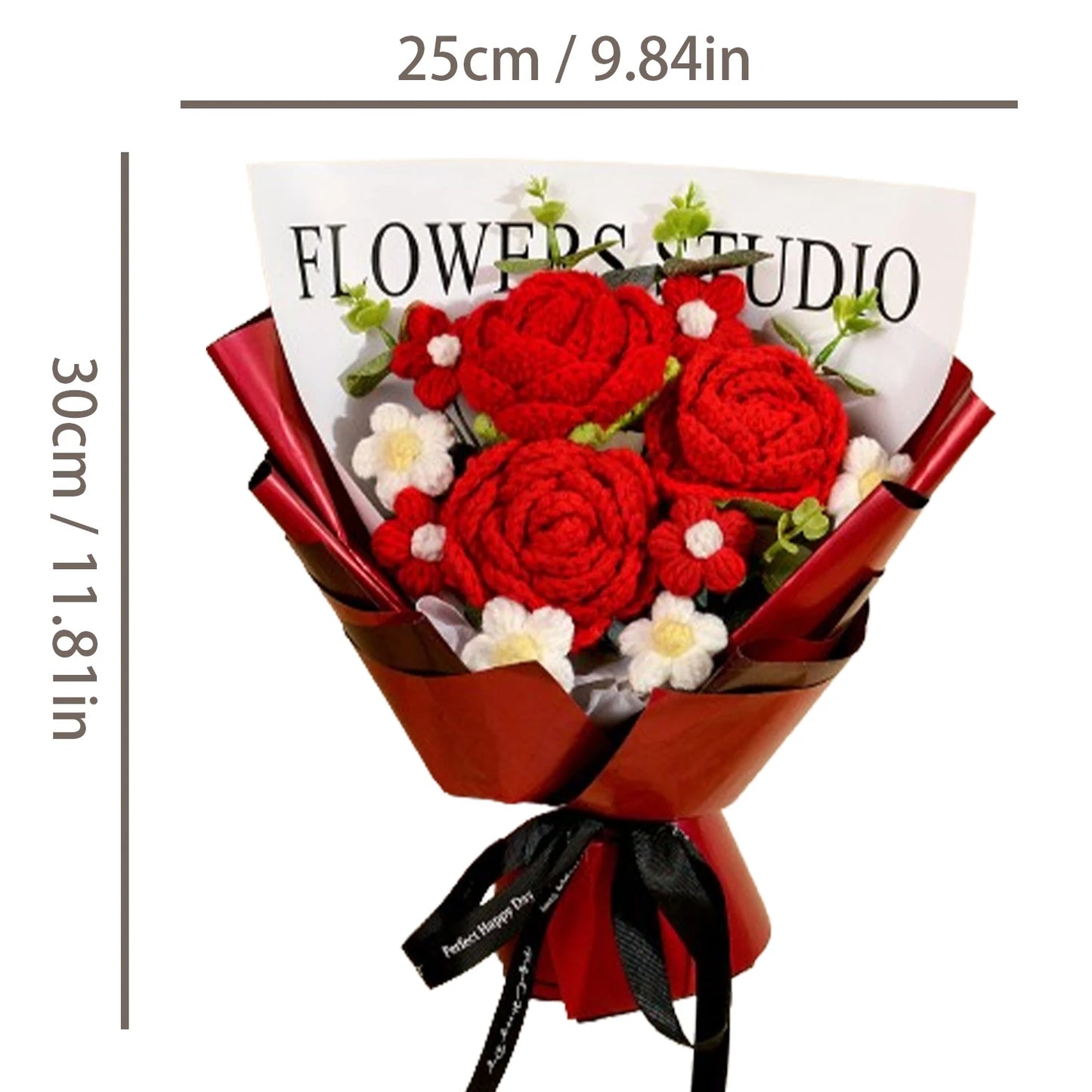 Ramo de Rosas Rojas Tejidas a Mano | Regalo Atemporal para Cualquier Ocasión
