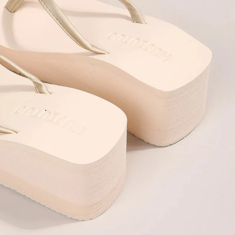Chanclas de cuña con plataforma gruesa para mujer | Sandalias de verano con estilo