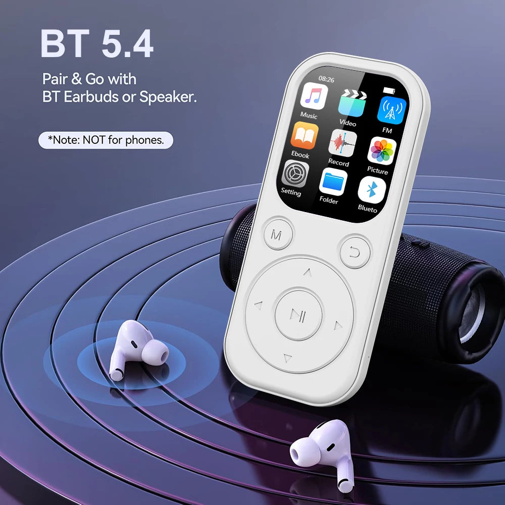 Compact MP3 MP4 Music Player | Bluetooth, Alarm Clock & E-Book