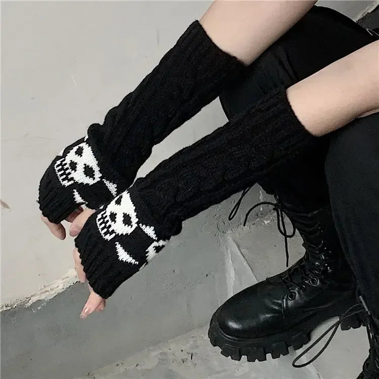 Punk Skull Stockings & Gloves Set | Gothic Cosplay Accessories