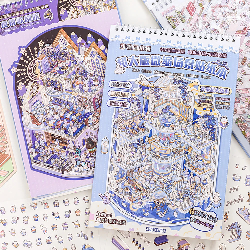 20 Pcs Large Miniature Scene Sticker Book | 3D DIY Stickers