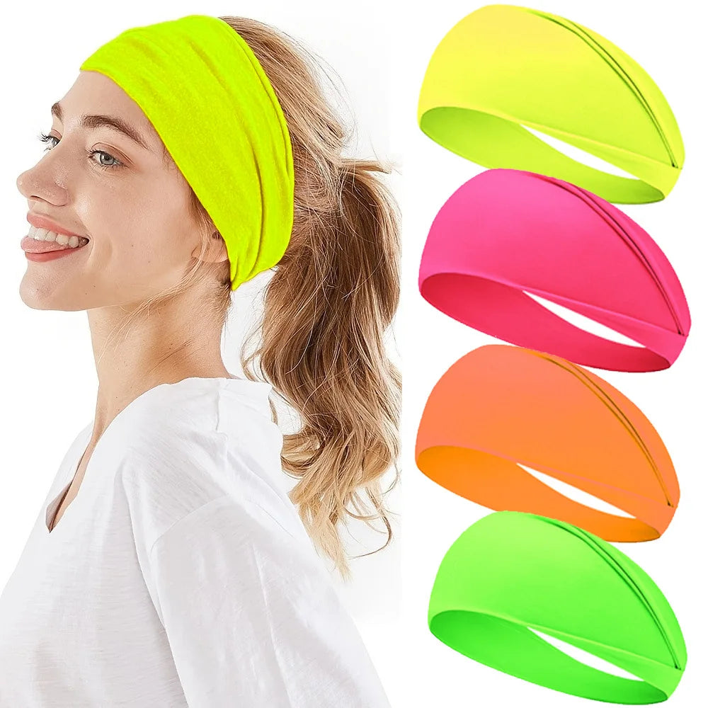 Fluorescent Sport Headband | Sweat-Absorbing Yoga Hairband