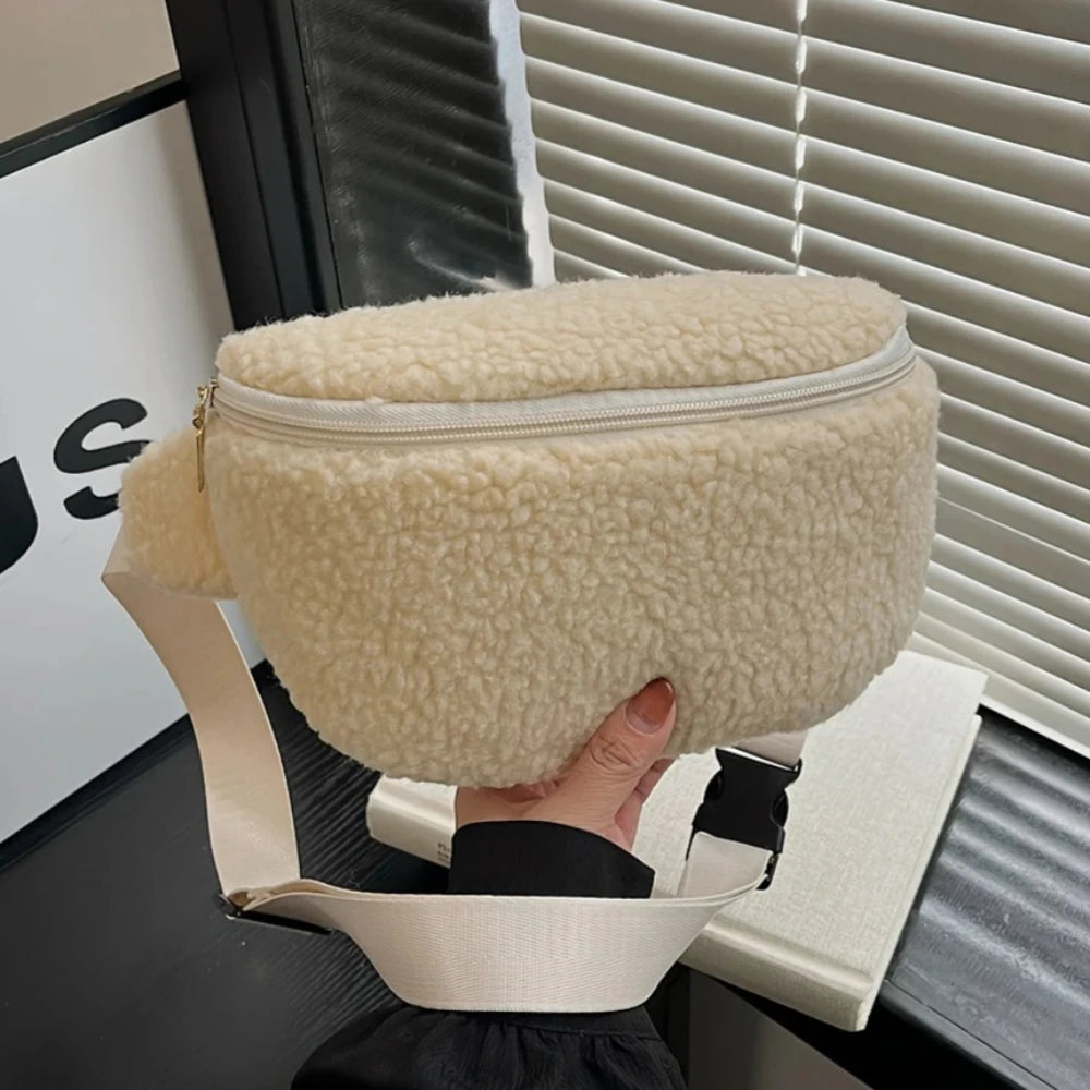 Women's Lamb Wool Chest Bag | Stylish Large Capacity Crossbody