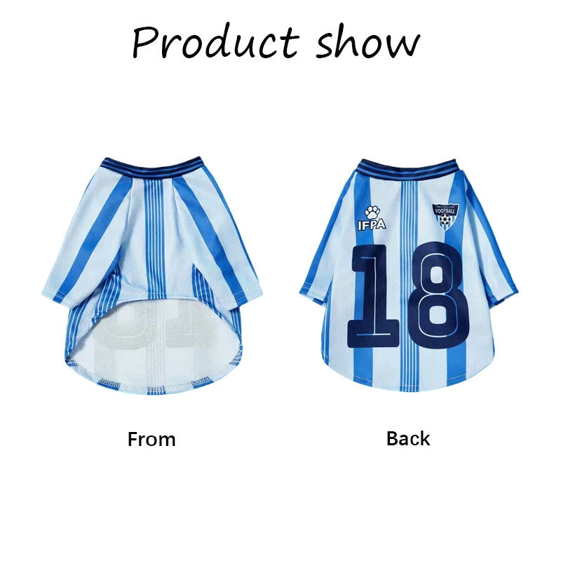 1pc Pet Cat/Dog #18 Jersey, Blue Stripe Letter Print, Fashionable Casual Sports Style, Comfortable Dog Shirt